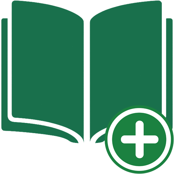 book with plus sign