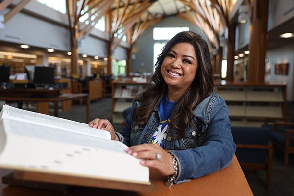 Student sitting in the Library