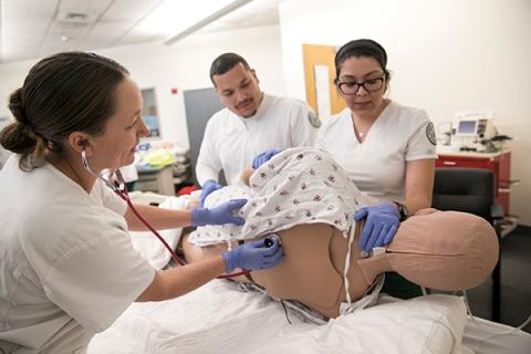 Nursing students in the lab