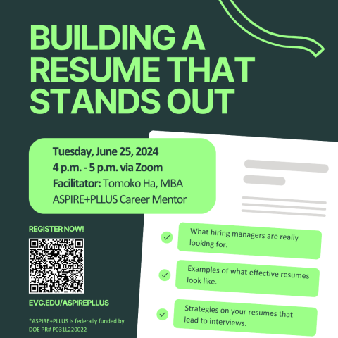 Building a Resume that Stands Out workshop flyer