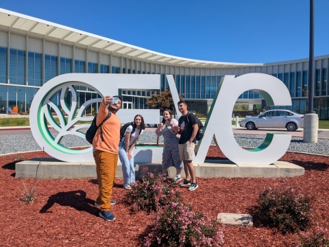 students in front of EVC sign